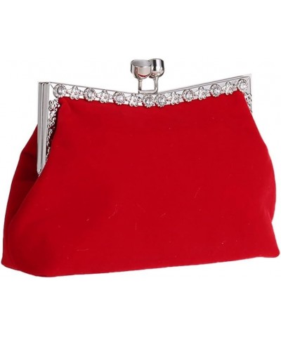 Women's Clutch Evening Bag Shoulder Cross Large Red Wedding Velvet Bag D $69.99 Evening Bags