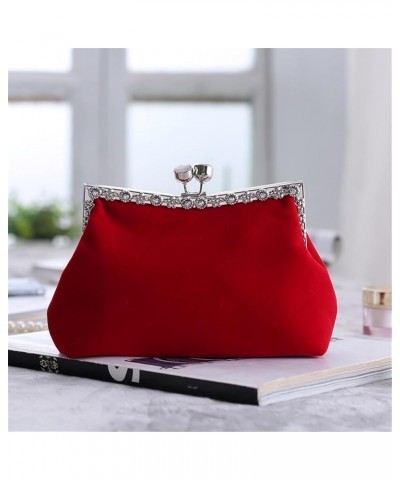 Women's Clutch Evening Bag Shoulder Cross Large Red Wedding Velvet Bag D $69.99 Evening Bags