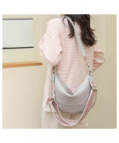 Crescent Bag - Leathe Cross Body Bag Purses for Women Fashion Shoulder Handbag Hobo Bag Grey $12.20 Hobo Bags