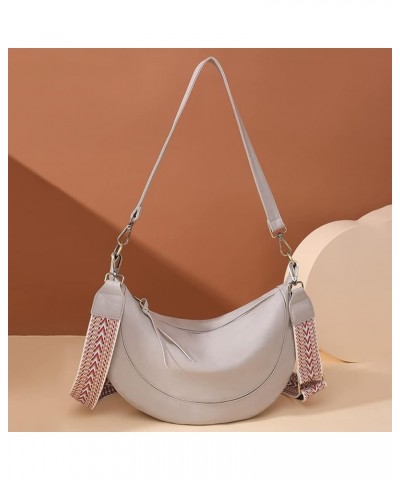 Crescent Bag - Leathe Cross Body Bag Purses for Women Fashion Shoulder Handbag Hobo Bag Grey $12.20 Hobo Bags