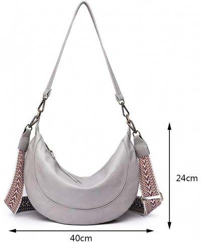 Crescent Bag - Leathe Cross Body Bag Purses for Women Fashion Shoulder Handbag Hobo Bag Grey $12.20 Hobo Bags