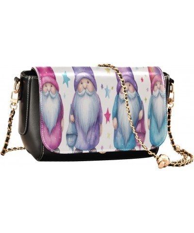 Fairy Gnomes Leather Crossbody Bag for Women Small Handbag with Chain Strap, Flip-Top Crossbody Purse $22.39 Crossbody Bags