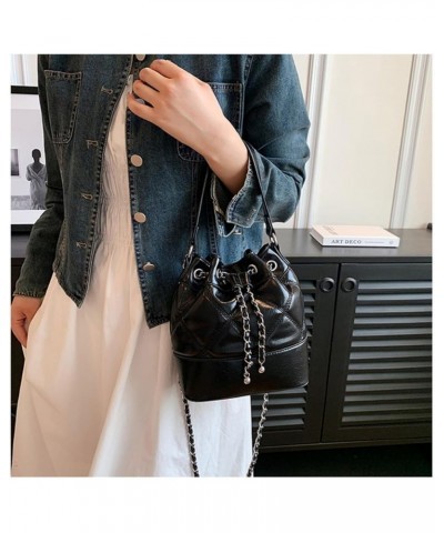 Women's Bucket Tote Handbag Drawstring Croosbody Shoulder Bag for Women Chain Shoulder Bag Black $26.44 Totes