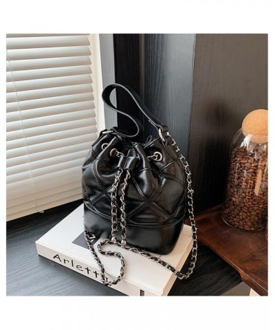 Women's Bucket Tote Handbag Drawstring Croosbody Shoulder Bag for Women Chain Shoulder Bag Black $26.44 Totes