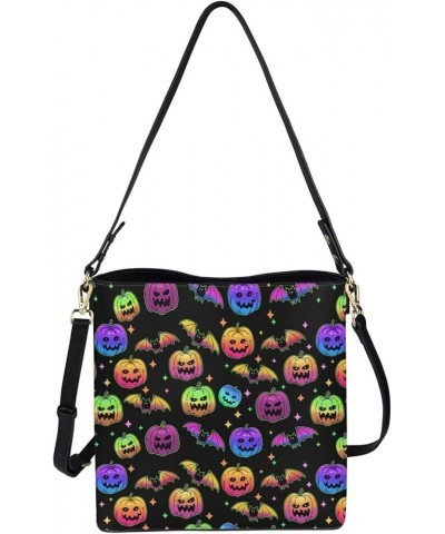 Women Cuties French Bulldog Leather Handbag Reusable Tote Bag Black and Purple Iridescent Bats With Colorful Star $24.96 Shou...