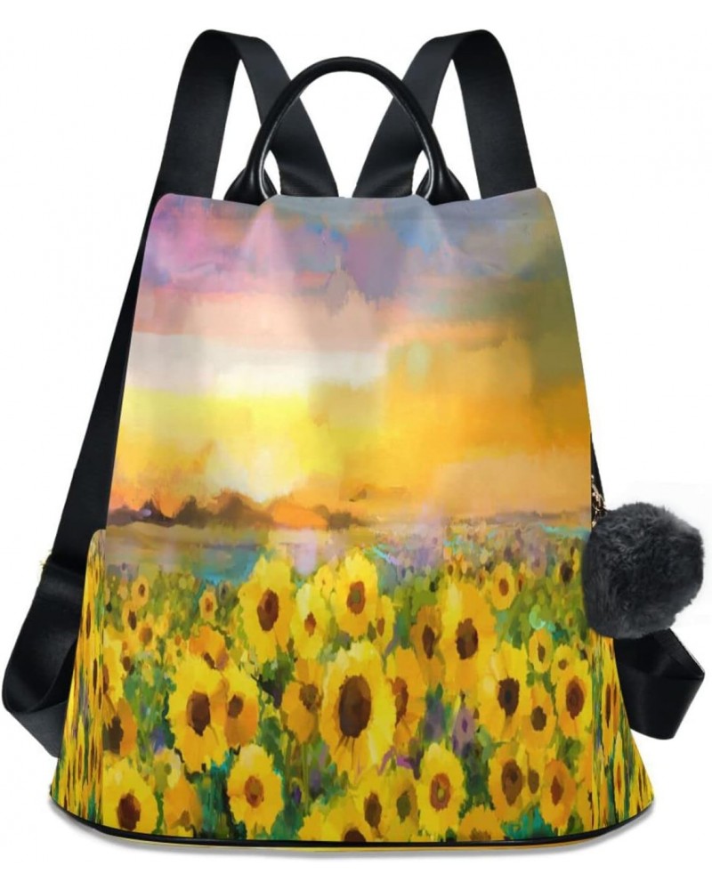 Women's Fashion Backpack Purses Handbags Painting Sunflower Shoulder Bag Travel bag $22.95 Backpacks