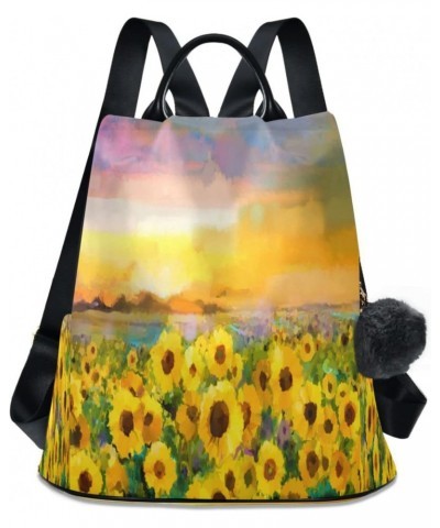 Women's Fashion Backpack Purses Handbags Painting Sunflower Shoulder Bag Travel bag $22.95 Backpacks