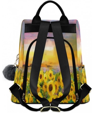 Women's Fashion Backpack Purses Handbags Painting Sunflower Shoulder Bag Travel bag $22.95 Backpacks