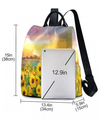 Women's Fashion Backpack Purses Handbags Painting Sunflower Shoulder Bag Travel bag $22.95 Backpacks