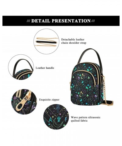 Stars Sun and Moon Stylish Crossbody Handbags with Detachable Leather Chain Shoulder Strap $16.19 Crossbody Bags