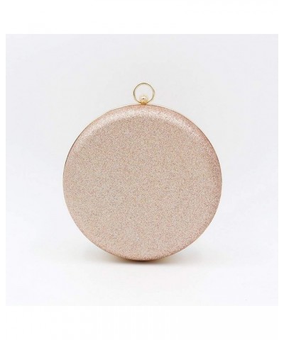 Glister Evening Bag Round Shaped Women Champagne Party Clutch Purse Metallic Wallet Chain Strap Handbag $33.85 Evening Bags