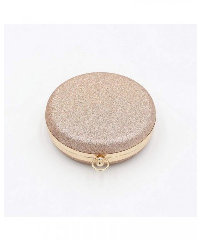 Glister Evening Bag Round Shaped Women Champagne Party Clutch Purse Metallic Wallet Chain Strap Handbag $33.85 Evening Bags