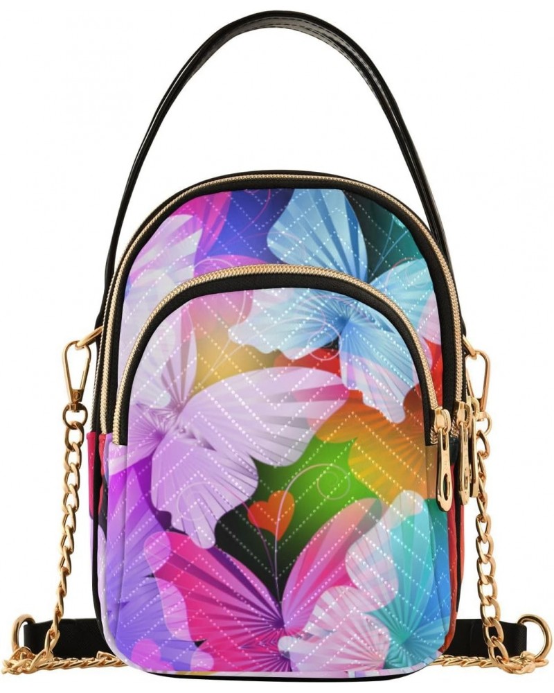 Cell Phone Purse Butterfly Abstract Rainbow Crossbody Handbag Durable Shoulder Bag Sturdy Travel Pouch Compact Chic Bag for W...