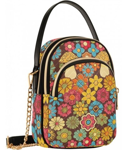 Flower with Mushroom Women's Crossbody Handbags with Zipper, Casual Leather Cell Phone Purse Crossbody Bags for Ladies $15.07...