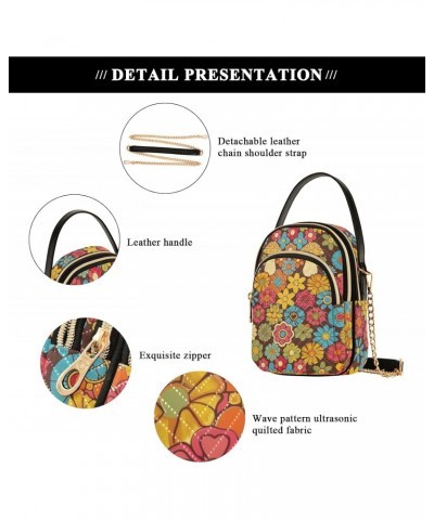 Flower with Mushroom Women's Crossbody Handbags with Zipper, Casual Leather Cell Phone Purse Crossbody Bags for Ladies $15.07...