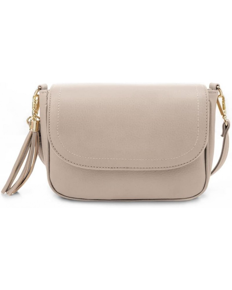 Small Crossbody Bags for Women Trendy Flap Saddle Purses with Tassel Vegan leather Shoulder bag Stone $14.25 Crossbody Bags