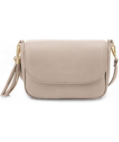 Small Crossbody Bags for Women Trendy Flap Saddle Purses with Tassel Vegan leather Shoulder bag Stone $14.25 Crossbody Bags