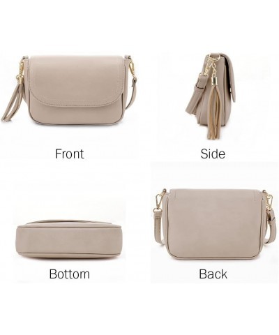 Small Crossbody Bags for Women Trendy Flap Saddle Purses with Tassel Vegan leather Shoulder bag Stone $14.25 Crossbody Bags