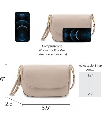 Small Crossbody Bags for Women Trendy Flap Saddle Purses with Tassel Vegan leather Shoulder bag Stone $14.25 Crossbody Bags