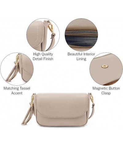 Small Crossbody Bags for Women Trendy Flap Saddle Purses with Tassel Vegan leather Shoulder bag Stone $14.25 Crossbody Bags