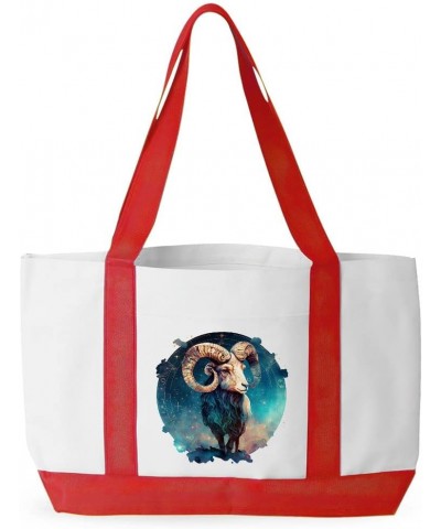 Aries Zodiac Cruiser Tote Bag - Gifts for Aries - Gifts for Zodiac Sign White Red $18.90 Totes