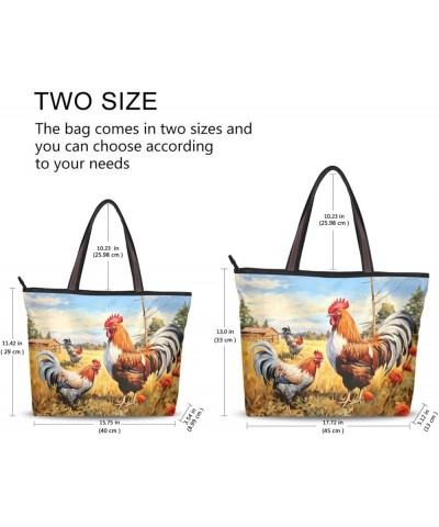 Women Tote Bags Chicken Flowers Floral Farm Top Handle Satchel Handbags Shoulder Bag for Shopping 20848013 Cock Flowers $10.0...