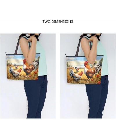 Women Tote Bags Chicken Flowers Floral Farm Top Handle Satchel Handbags Shoulder Bag for Shopping 20848013 Cock Flowers $10.0...