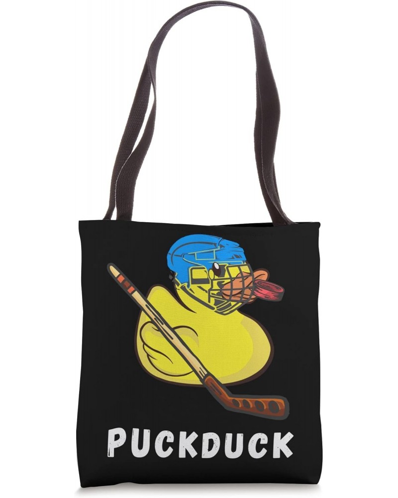 Ice Hockey Puck Duck Play Hockey Stick Winter Sport Game Tote Bag $9.56 Totes