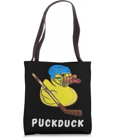 Ice Hockey Puck Duck Play Hockey Stick Winter Sport Game Tote Bag $9.56 Totes