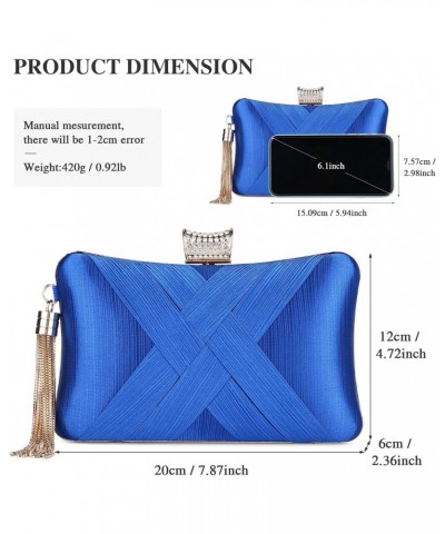 Women's Evening Clutch Bags Silk Satin Party Handbags Bridal Wedding Purses with Tassel Pendant $23.03 Evening Bags