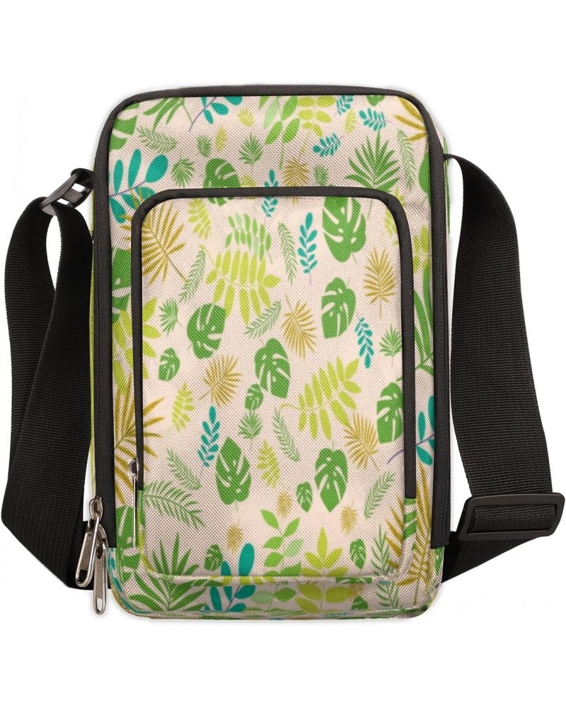 Jungle Plant Crossbody Bags Trendy Cross Body Phone Wallet Shoulder Bag Cute Leaves Sling Bags Small Travel Crossbody Bag wit...