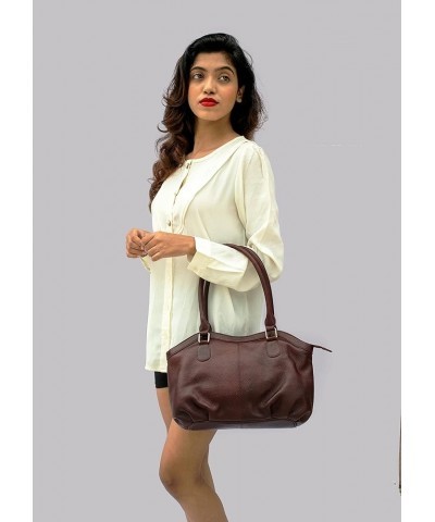 Women Handbags Genuine Leather Ladies Shoulder Bag Brown $34.56 Shoulder Bags