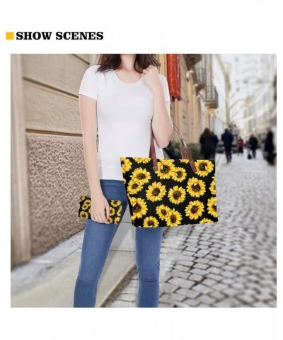 Women Satchel Handbags Shoulder Purses Totes Work Bags with Leather Wallet 2-Piece Set Love Print $37.32 Satchels