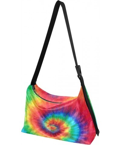 Hobo Shoulder Bag for Women Men PU Leather Crossbody Bag Slouchy Tote Handbags for Shopping Traveling Working Spiral Tie Dye ...