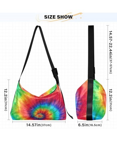 Hobo Shoulder Bag for Women Men PU Leather Crossbody Bag Slouchy Tote Handbags for Shopping Traveling Working Spiral Tie Dye ...