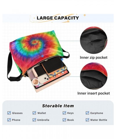 Hobo Shoulder Bag for Women Men PU Leather Crossbody Bag Slouchy Tote Handbags for Shopping Traveling Working Spiral Tie Dye ...