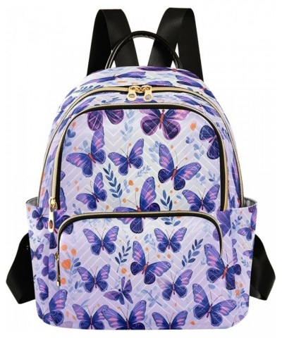 Fashion Backpack Mini Backpack Purse Casual Daily Backpack Purple Leaves Butterfly for Travel for College Work Small $18.87 B...