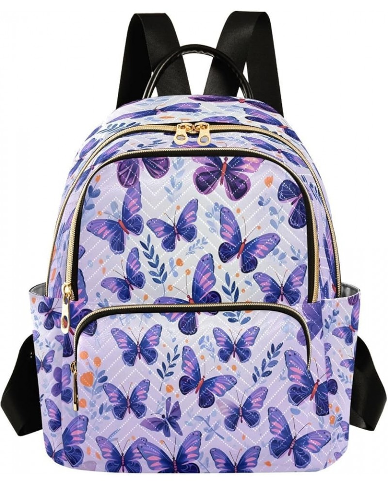 Fashion Backpack Mini Backpack Purse Casual Daily Backpack Purple Leaves Butterfly for Travel for College Work Small $18.87 B...