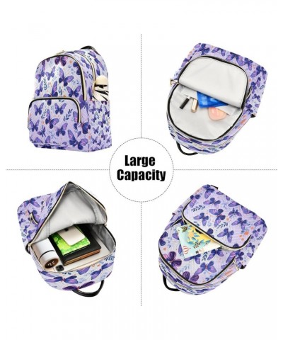 Fashion Backpack Mini Backpack Purse Casual Daily Backpack Purple Leaves Butterfly for Travel for College Work Small $18.87 B...