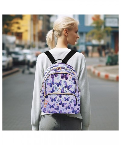 Fashion Backpack Mini Backpack Purse Casual Daily Backpack Purple Leaves Butterfly for Travel for College Work Small $18.87 B...