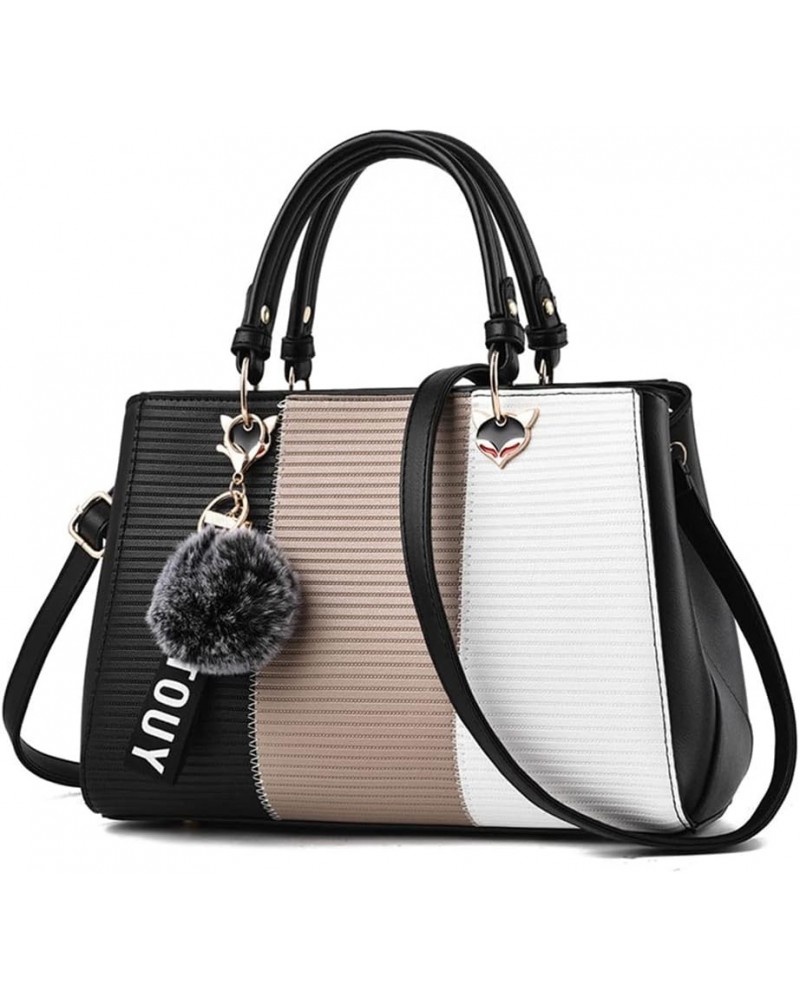 Two-toned Satchel Handbag for Women Large Top Handle Crossbody Bag Trendy Elegant Ladies Shoulder Bag Tote Purse Black $23.84...