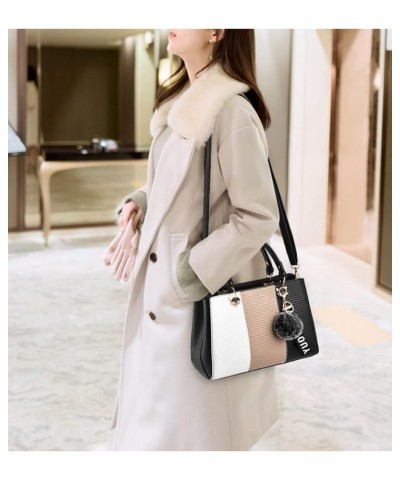 Two-toned Satchel Handbag for Women Large Top Handle Crossbody Bag Trendy Elegant Ladies Shoulder Bag Tote Purse Black $23.84...