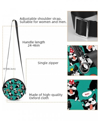 Cute Funny Puupy Dogs Crossbody Bag for Women Teen Girls Round Canvas Shoulder Bag Purse Tote Handbag Bag $8.61 Totes