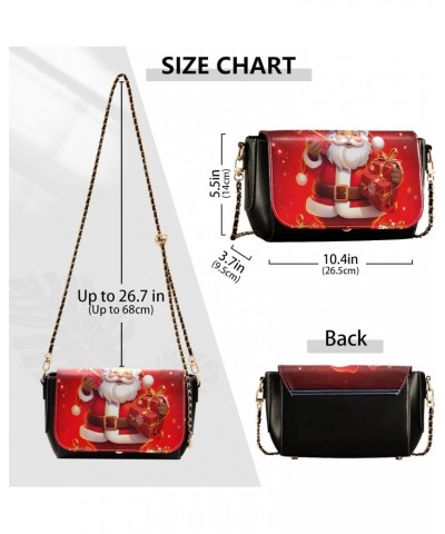 Christmas Santa Clause Crossbody Bags for Women Retro Cross Body Purse Small PU Leather Shoulder Handbags with Chain Strap $1...