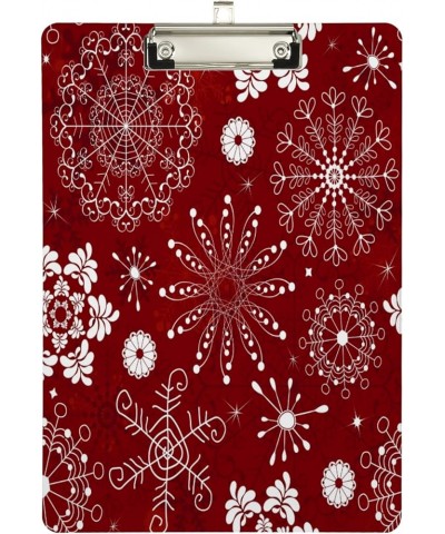 Hipster Winter Snowflakes Flower Red Pattern lipboard Letter Size for Students, Women, Man, 9" x 12.5", with Low Profile Meta...