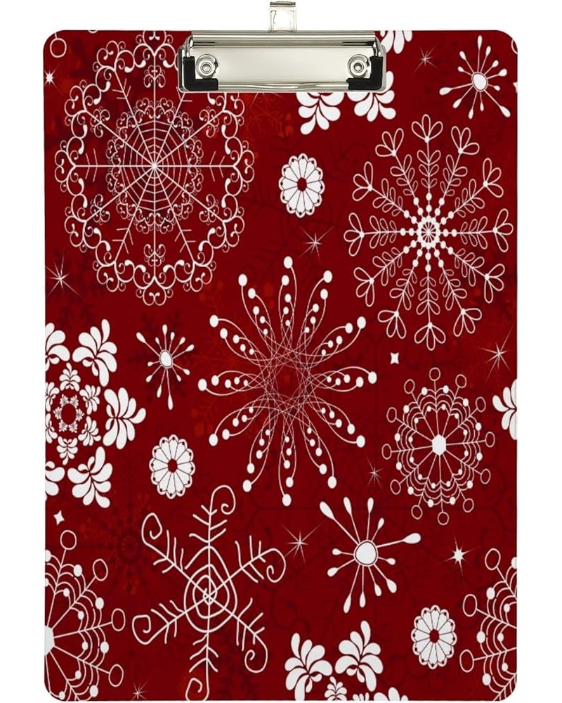 Hipster Winter Snowflakes Flower Red Pattern lipboard Letter Size for Students, Women, Man, 9" x 12.5", with Low Profile Meta...