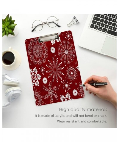 Hipster Winter Snowflakes Flower Red Pattern lipboard Letter Size for Students, Women, Man, 9" x 12.5", with Low Profile Meta...