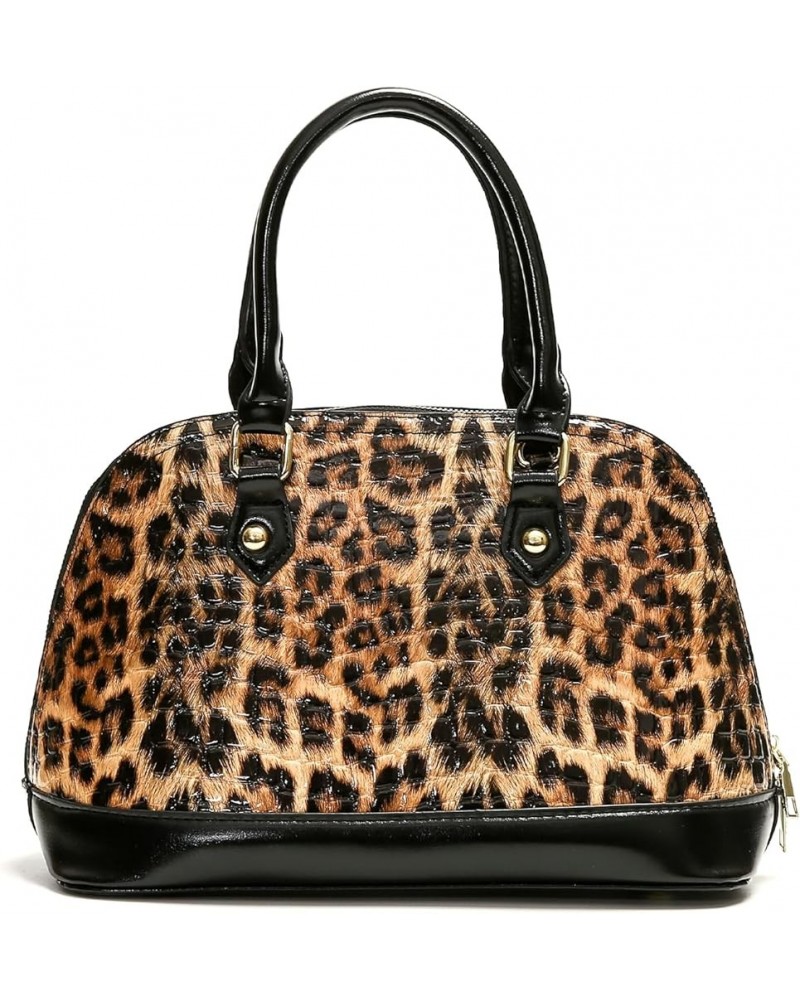 Medium Dome Crossbody Bag Women Shoulder Bag Double Zipper Satchel Handbag Leopard $20.29 Satchels