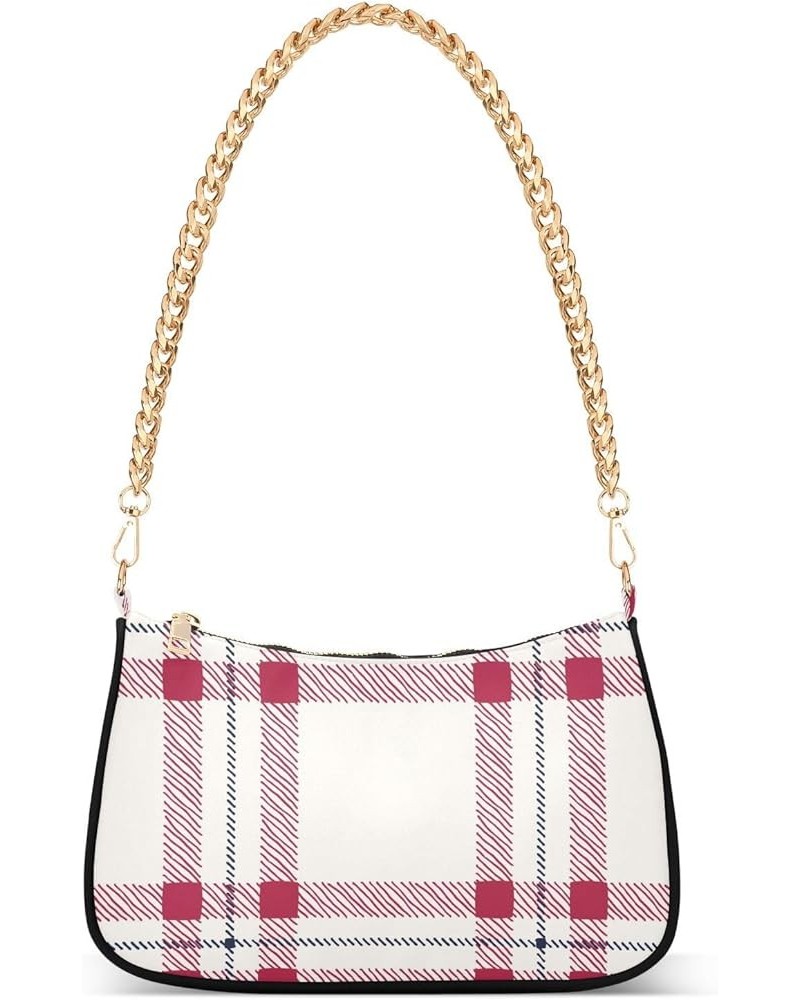 Shoulder Chain Bag for Women, Vintage Green Plaid Small Purses Shoulder Handbags Large Capacity for Ladies Classic Red Plaid ...