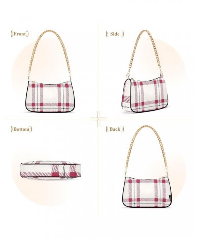 Shoulder Chain Bag for Women, Vintage Green Plaid Small Purses Shoulder Handbags Large Capacity for Ladies Classic Red Plaid ...